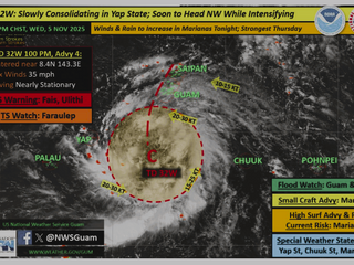 NWS: Tropical Depression 32W has shown 'little notable motion'