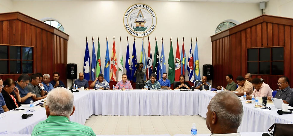 President Surangel Whipps Jr. called a leadership meeting on Oct. 3 to discuss details of the U.S. proposal to send deportees to Palau. Photo courtesy of the Office of the President of Palau