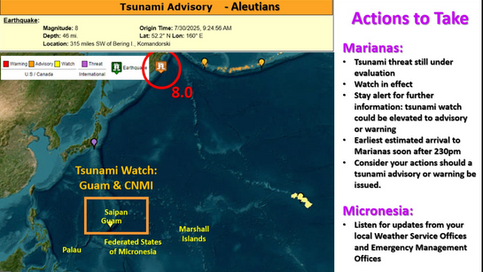 Guam, CNMI updated to tsunami advisory