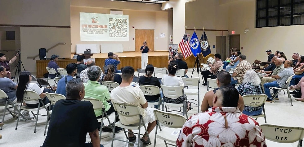 Saipan residents asked questions regarding federal and defense matters during a town hall meeting with CNMI Del. Kimberly King-Hinds, who hosted "From Hill to Vill" at Kagman Community Center Aug. 13, 2025. Photo by Bryan Manabat
