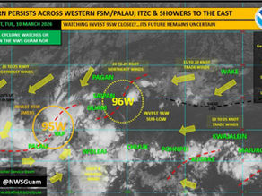 Tropical disturbance brewing Southwest of Guam to track toward Marianas