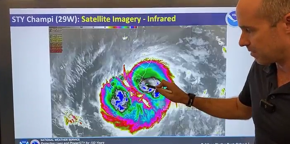 Brandon Aydlett, NWS meteorologist, provides an update on Champi. Screenshot
