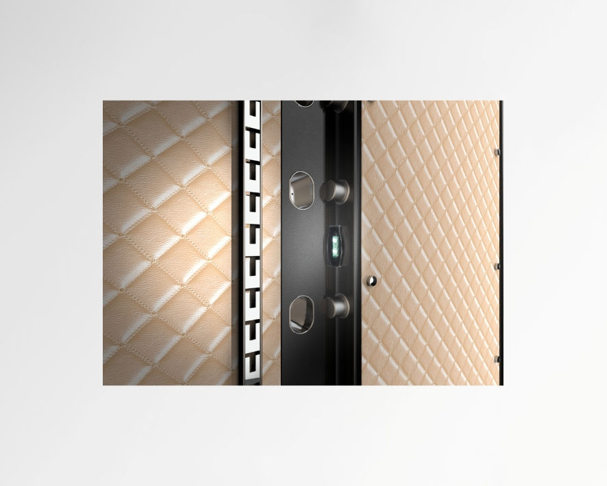 Thumbnail: Godrej NEH 07 Door Handle Set installed on a quilted door