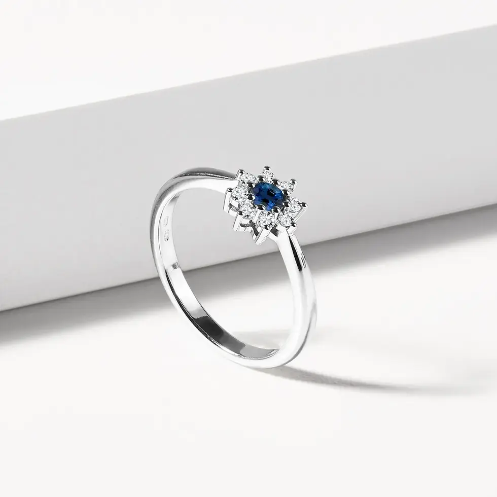 Thumbnail: 0.23 carat Natural Enhance Blue Diamond Flower Halo Ring