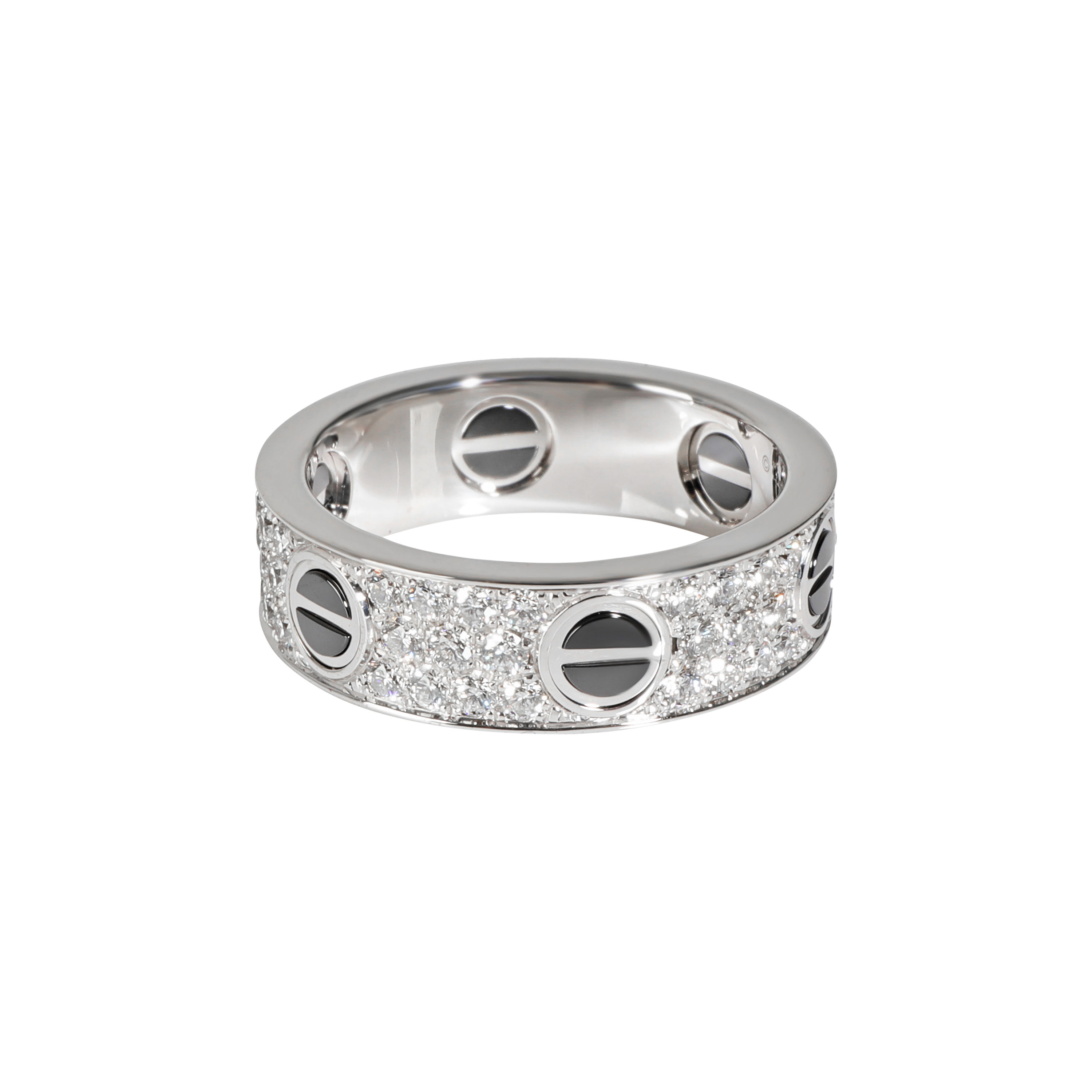Cartier White Gold, Black Ceramic and Diamond Love Band Ring