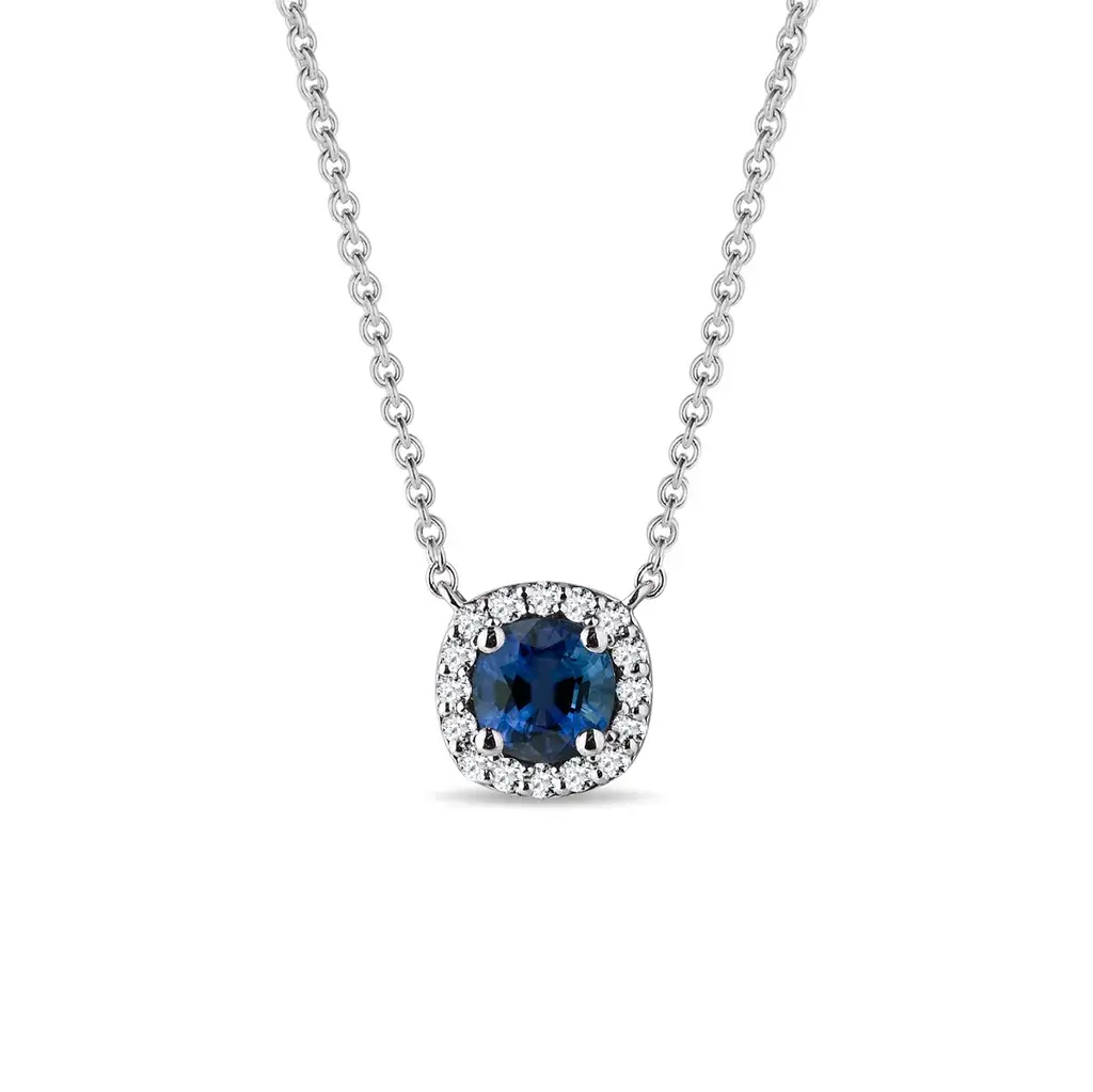 0.24 carat Natural Enhance Blue Diamond Halo White Gold Pendant