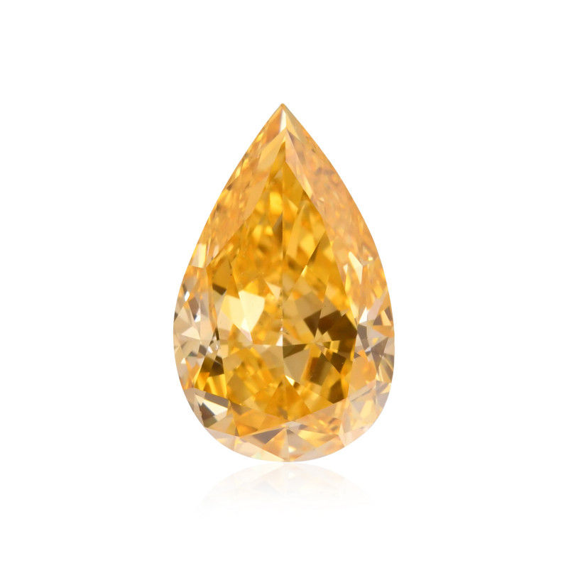1.16 carat, Fancy Vivid Yellow Orange Diamond, Pear Shape