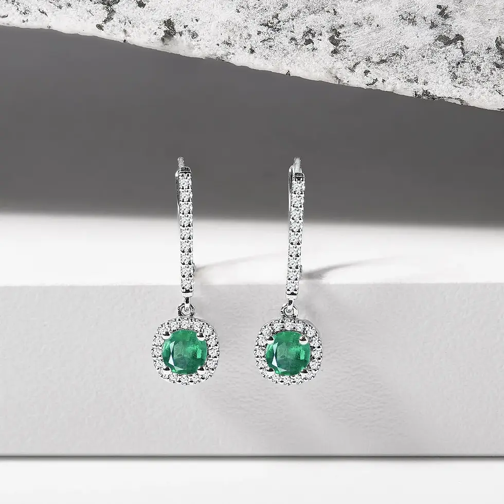 Thumbnail: 0.51 carat Natural Enhance Green Diamond Halo White Gold Earrings