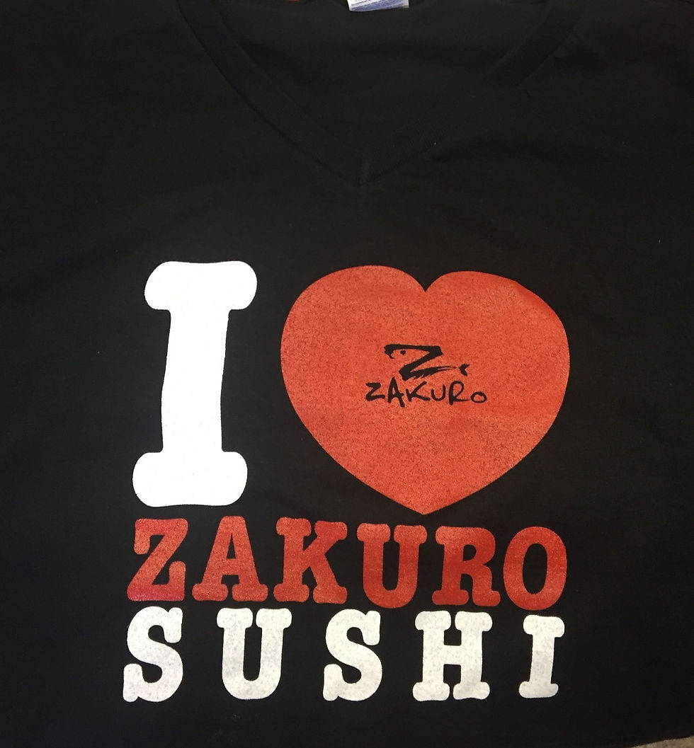 I HEART ZAKURO SUSHI 2 COLOR SCREEN PRINT V-NECK FRONT