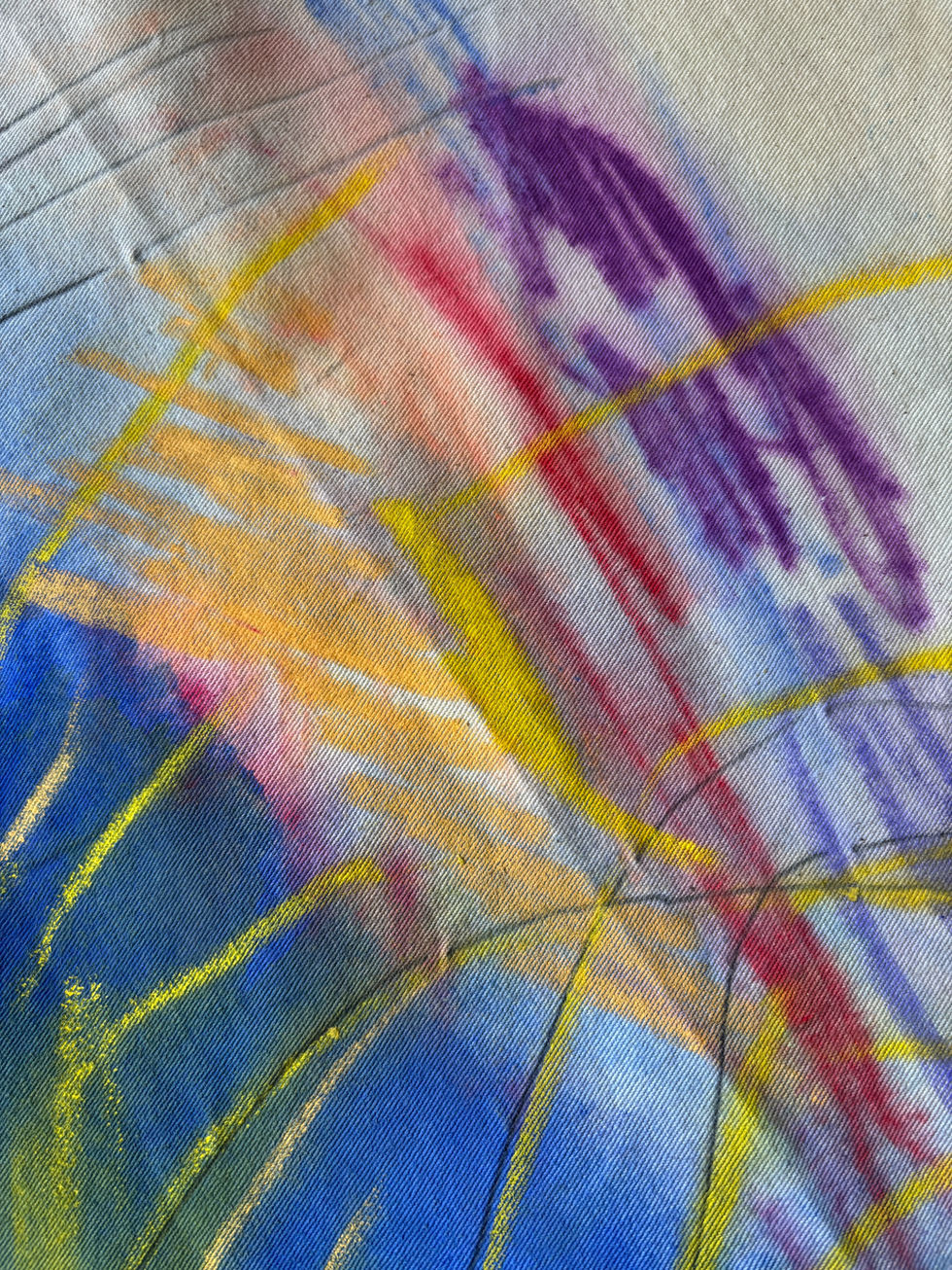 Colorful abstract painting of sunlight breaking through clouds, symbolizing hope and the energy of overcoming challenges.