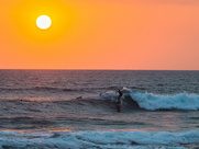 Surfers at sunset