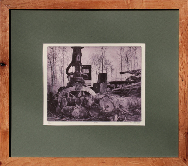 "The Skidder" Engraving With Our Handmade Solid Oak Frame Artist Proof Print - Limited Edition