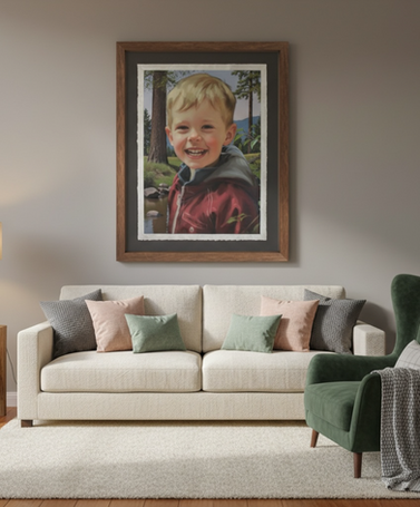 Portrait of Young Boy, by Eric Buechel, Watercolor and Gouache on Paper, 30" x 22"