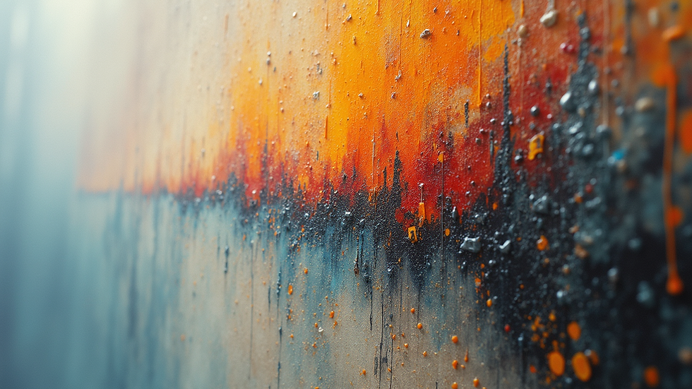 Close-up view of a mixed media artwork combining photography and painting elements