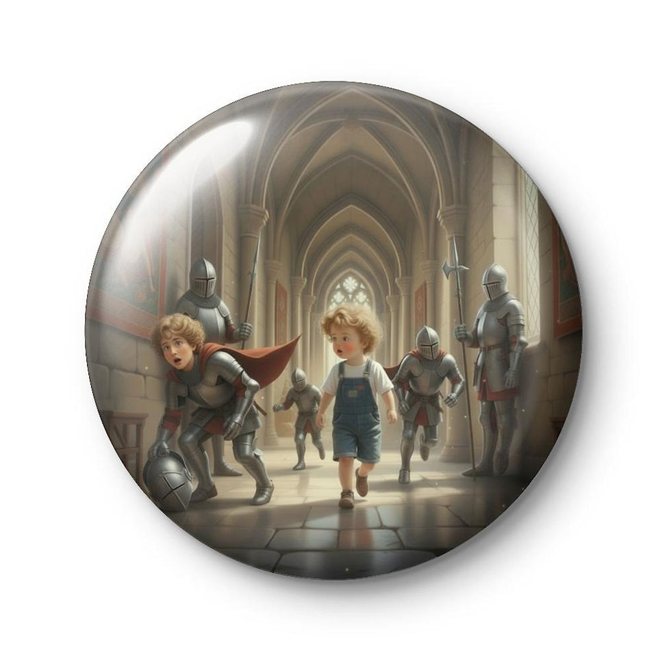 Sir Oliver fumbling his way along the castle hallway.