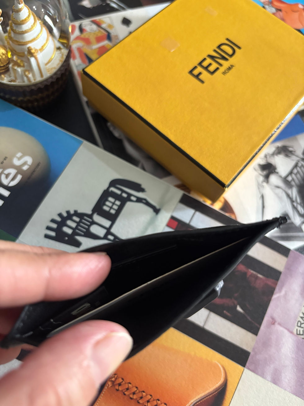 Thumbnail: Fendi Three-slot card holder in black leather