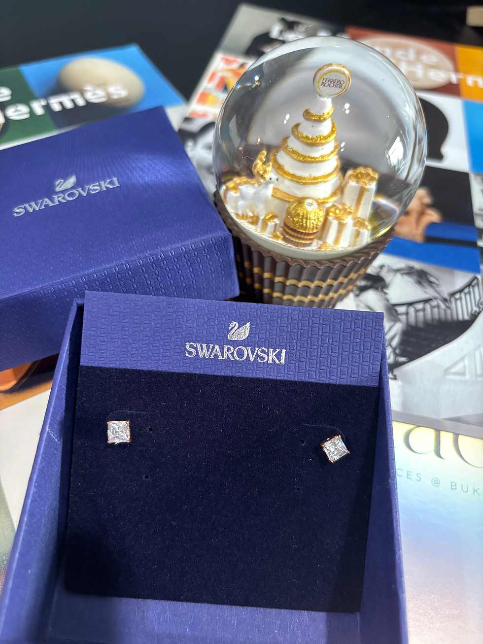 Thumbnail: Swarovski Attract stud earrings Square cut, Small, White, Rose gold-tone plated