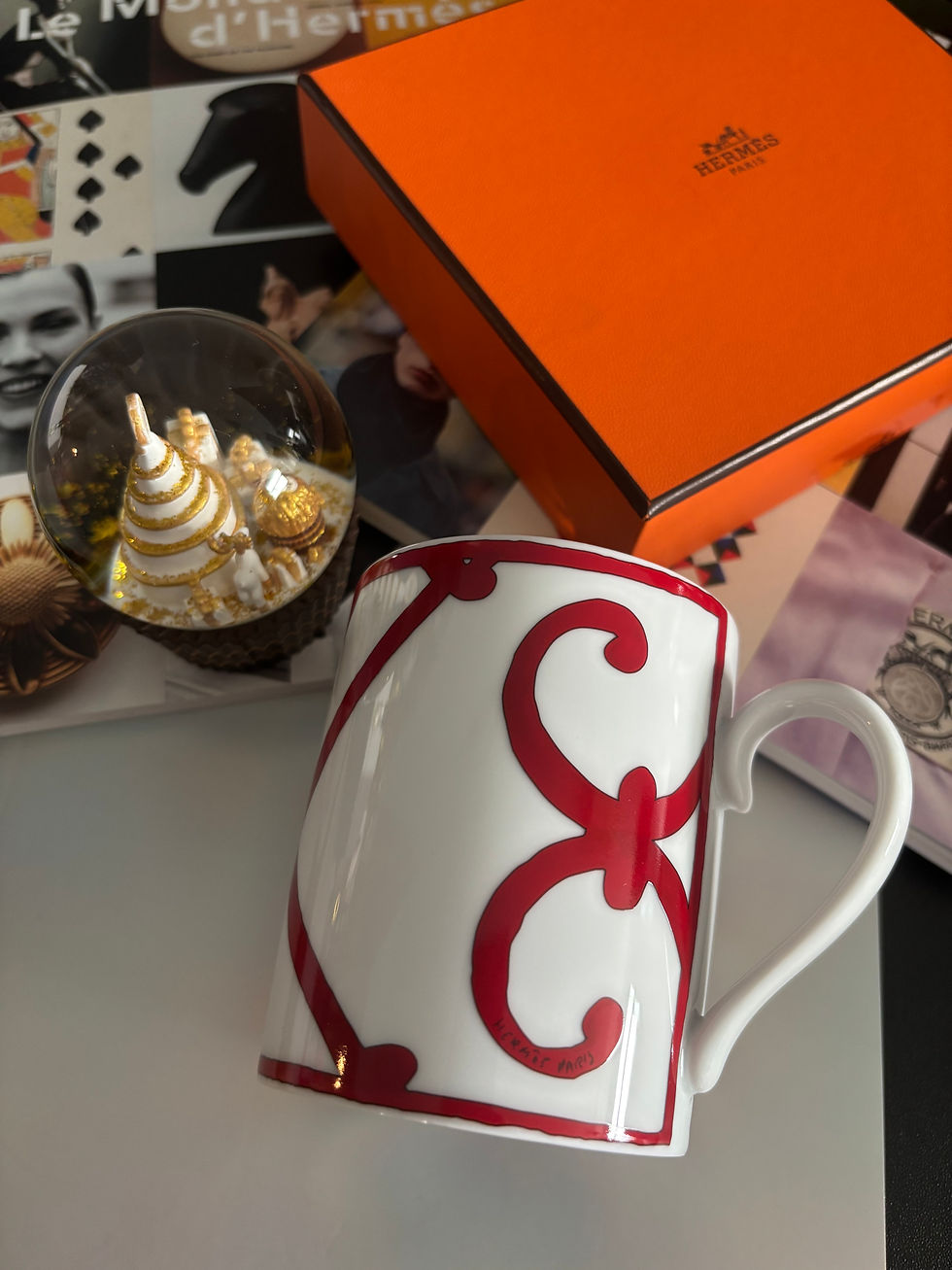 Thumbnail: Hermes Hermès Balcon Du Guadalquivir Red and White Porcelain Dinner H Deco Mugs