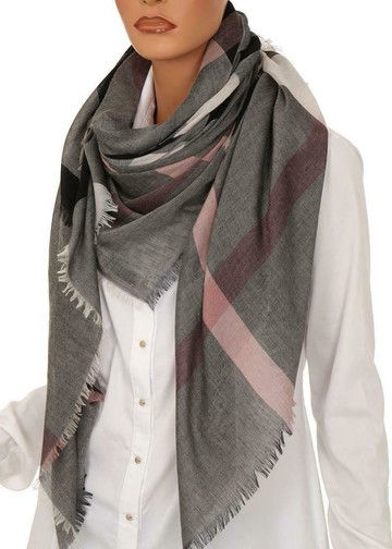 Thumbnail: BURBERRY CHECK MODAL AND WOOL SQUARE SCAFT