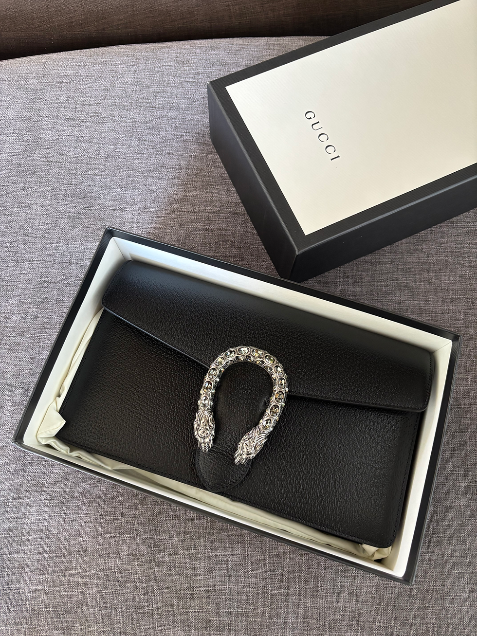 Thumbnail: Gucci Dionysus leather clutch with flap and rhinestone buckle 621197