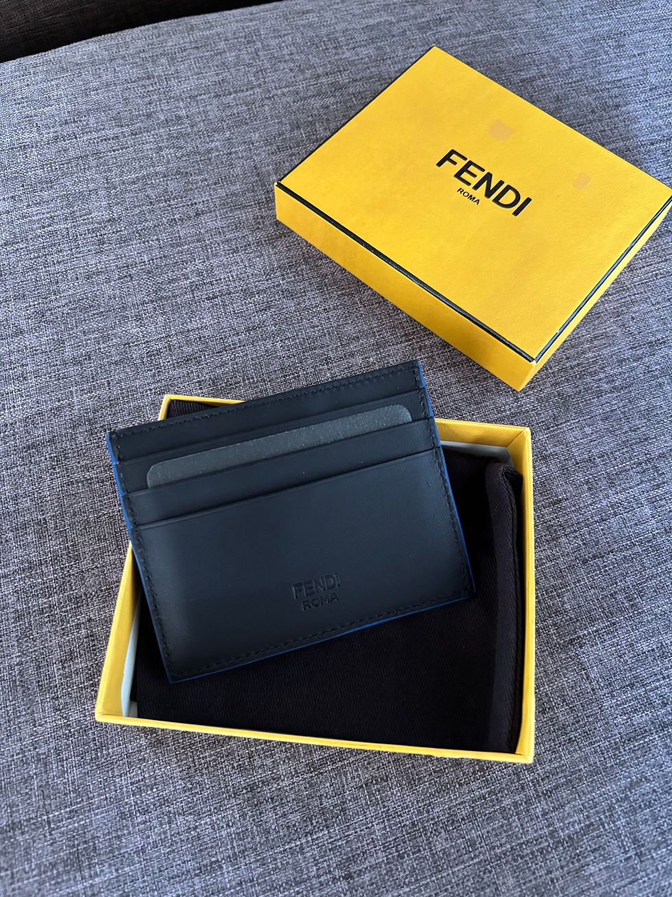 Thumbnail: Fendi Three-slot card holder in black leather