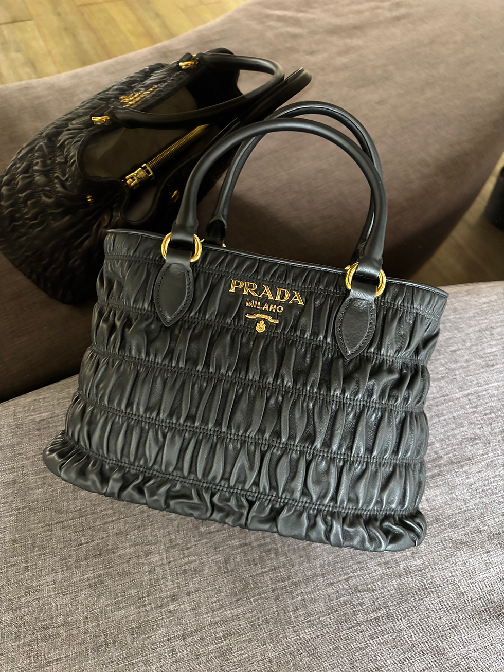 Thumbnail: Prada 1BA173 Black GAUFRE - Leather