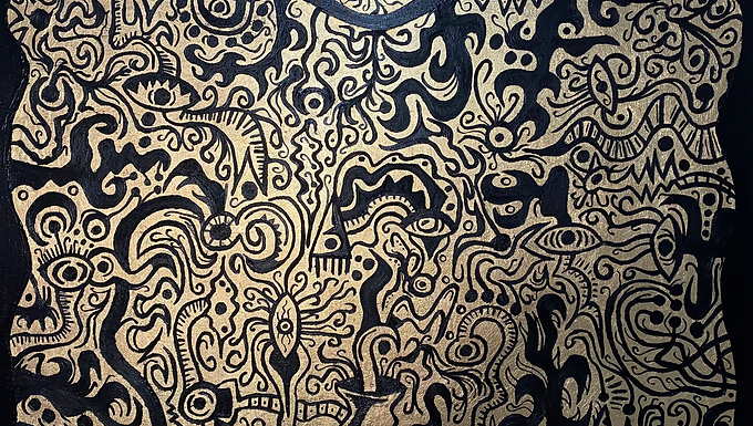 “Templo Nouveau”, dibujo contemporáneo de Miguel Cuauhtémoc, artista plástico mexicano.