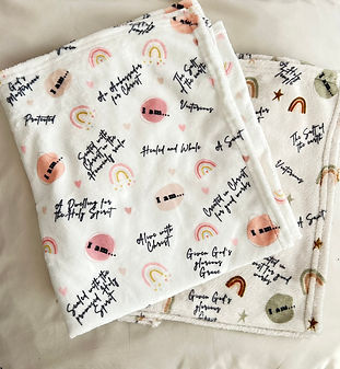 Christian bible verse gift blanket and a unique baby shower or gift idea for baby girls or young children