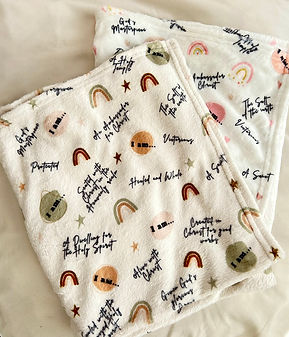 Christian bible verse gift blanket and a unique baby shower or gift idea for baby boys or young children