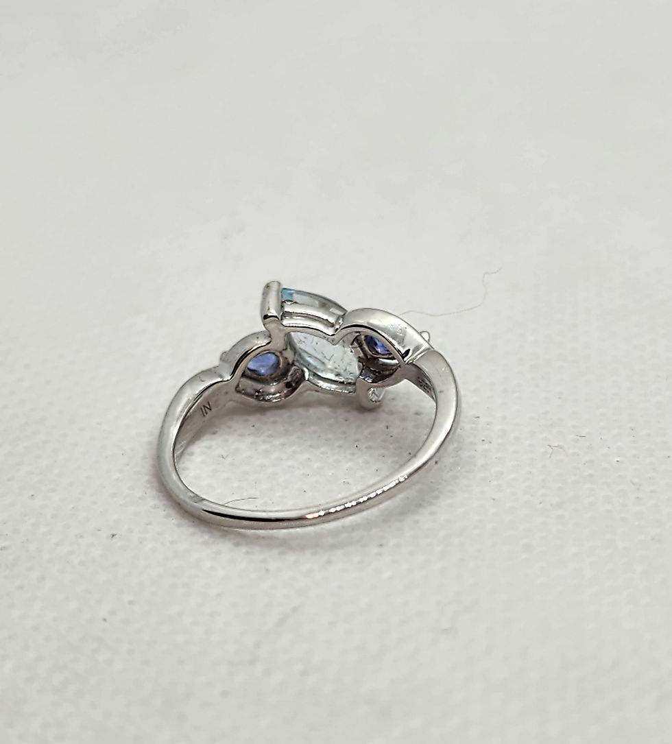 Thumbnail: Woman's White Gold Rhodium Over Solid Sterling Silver Tanzanite and Topaz Ri
