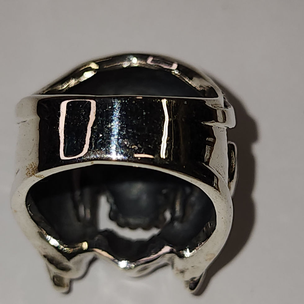 Thumbnail: Sterling Silver 925 Biker Skull with Cap and Goggles Ring size 9