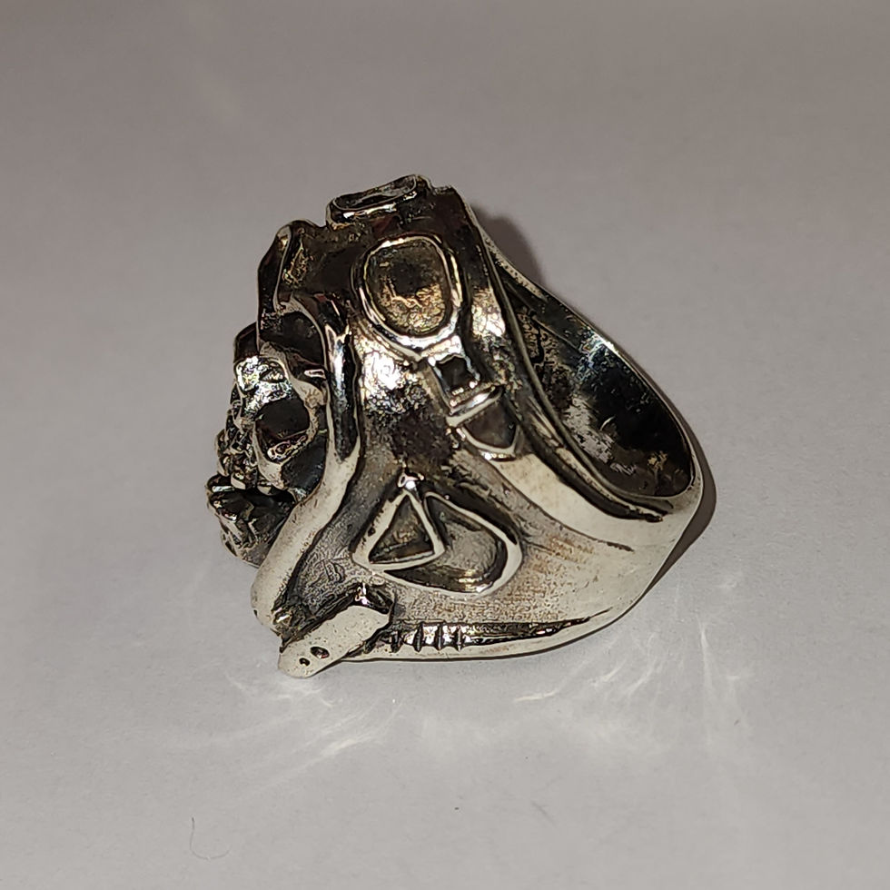 Thumbnail: Sterling Silver 925 Biker Skull with Cap and Goggles Ring size 9