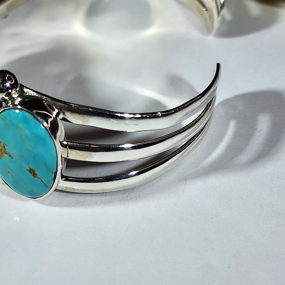 Thumbnail: Native American Turquoise 925 Sterling 6.5 in cuff bracelet  49 grams READ 