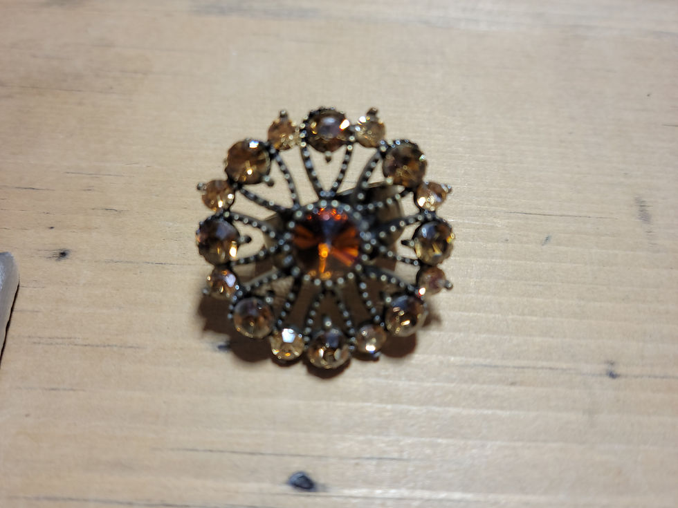Thumbnail: Adjustable ring floral brown and tan rhinestones