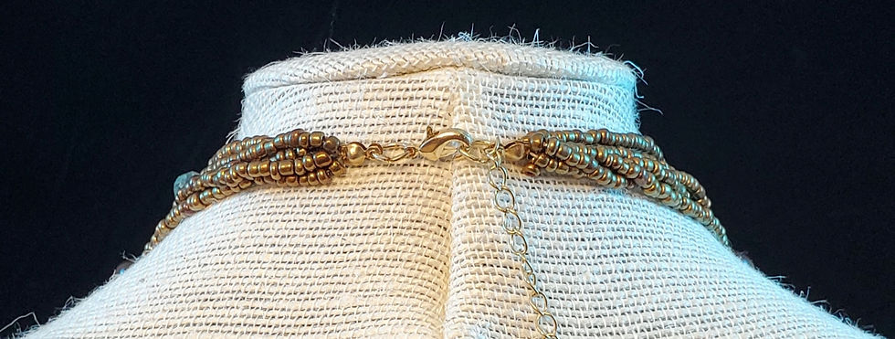 Thumbnail: Multi-strand collar necklace with matching dangle earrings 
