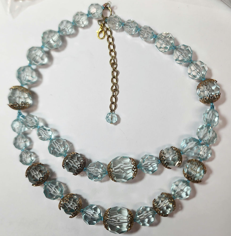 Thumbnail: Faceted quartz double strand Necklace with gold-tone accents  17inch 4inch ext.