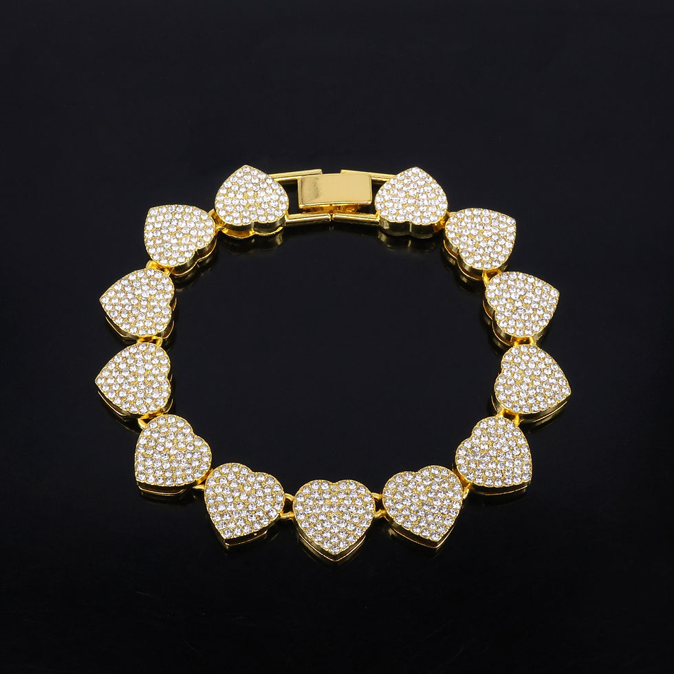 Thumbnail: Bling Rhinestone Tennis Suite – Heart Pendant Link Chain Jewelry for Men & Women