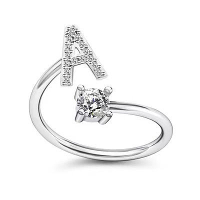 Thumbnail: Timeless Zirconia Initial Ring – Adjustable Alphabet Ring for Her