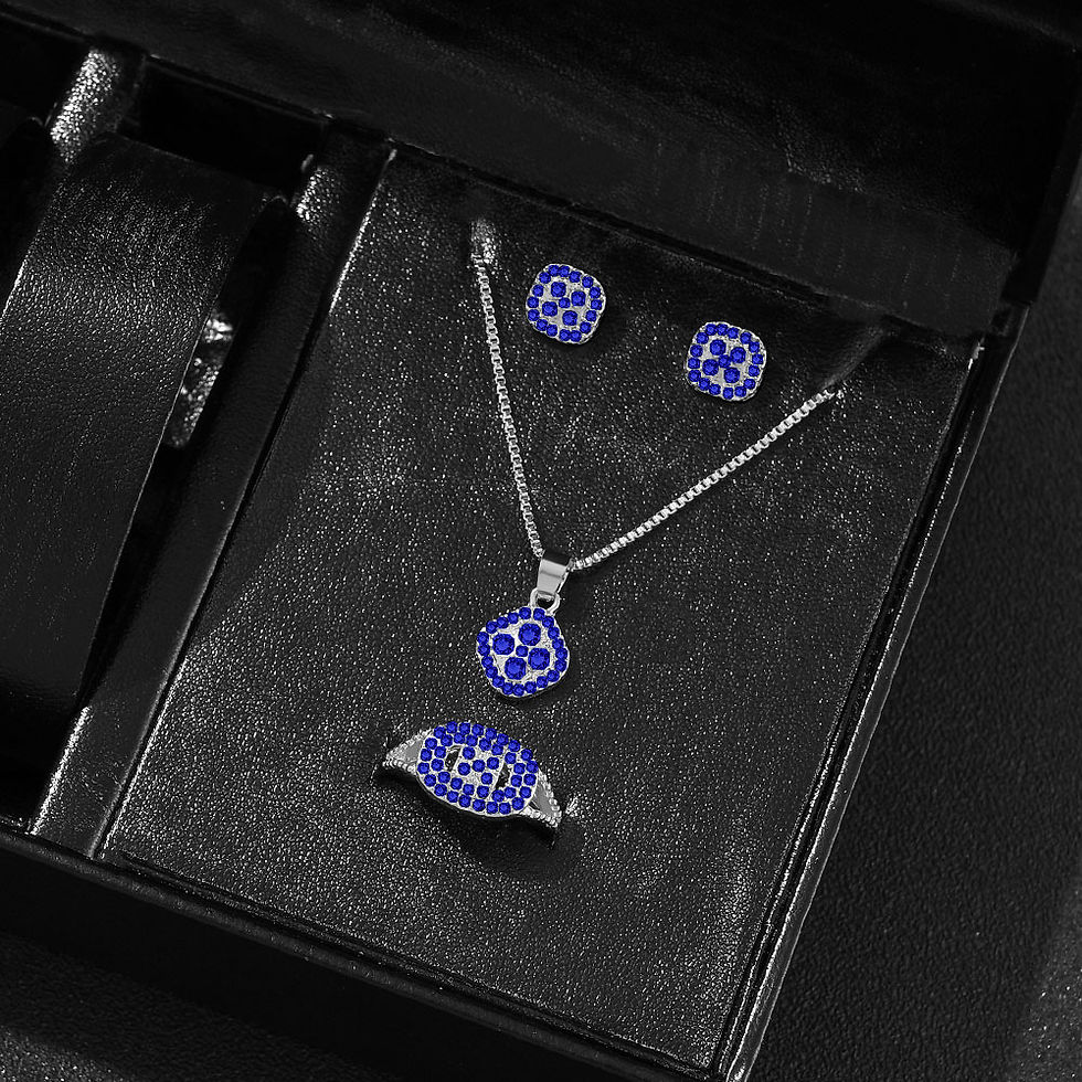Thumbnail: Luxury Minimalist Cube Jewelry Set – Elegant Necklace, Earrings & Ring Trio