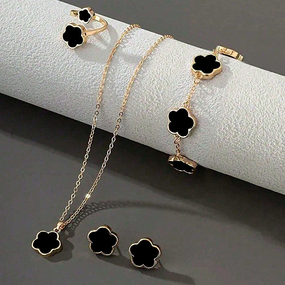 Thumbnail: Minimalist Botanical Jewelry Suite – Three-Piece Lucky Flower Collection