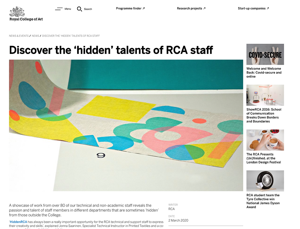 Jonna Saarinen HIDDEN RCA 2020, Royal College of Art, London UK.