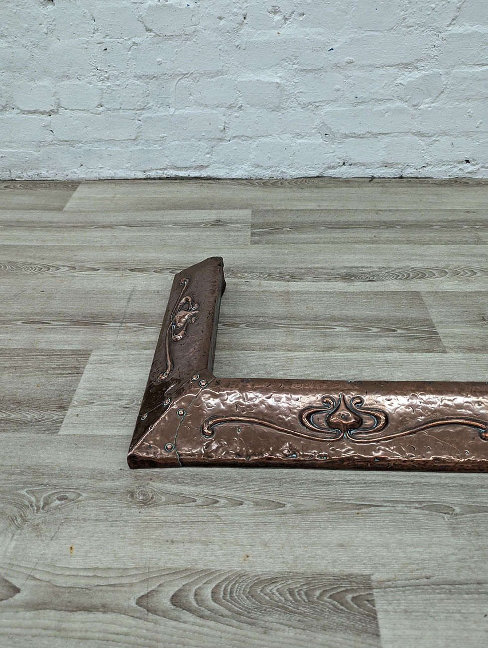 Thumbnail: Arts & Crafts Period Hammered Copper Fire Curb