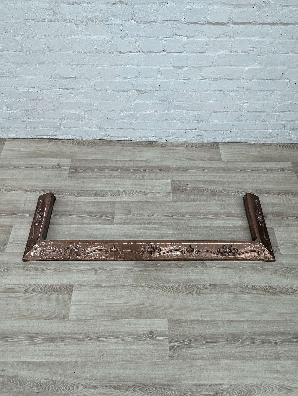 Thumbnail: Arts & Crafts Period Hammered Copper Fire Curb