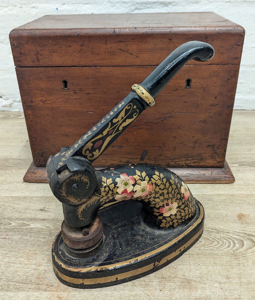 Victorian ebonised seal presser with original mahogany case