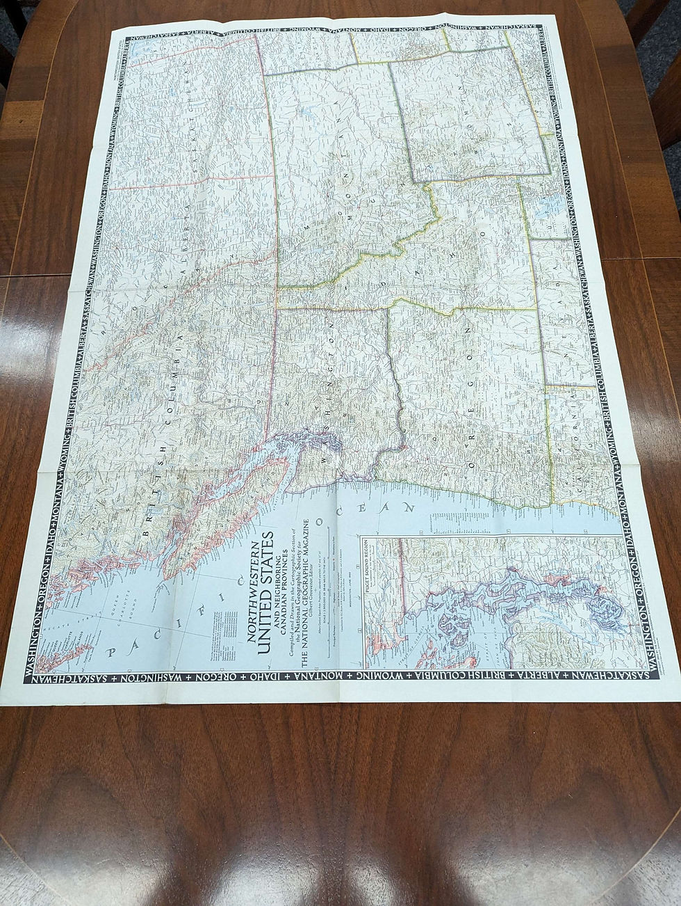 Thumbnail: 1950's Gilbert Grosvenor Map Of Northwestern United States
