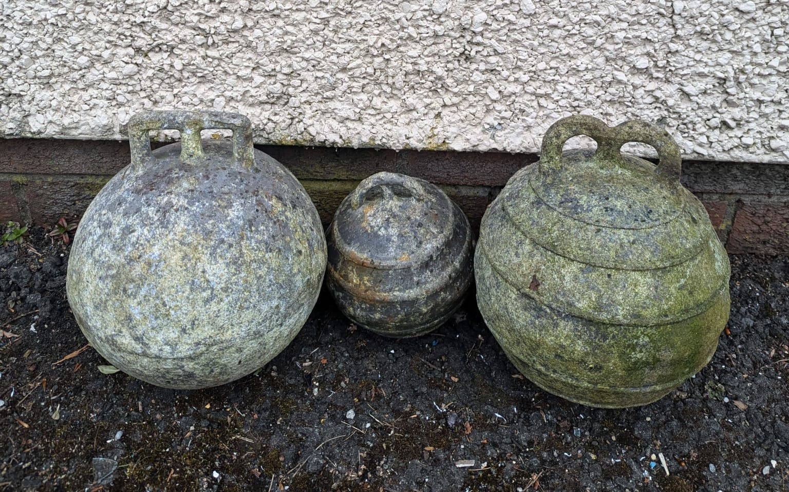 Vintage group of 3 aluminium fishing floats buoys