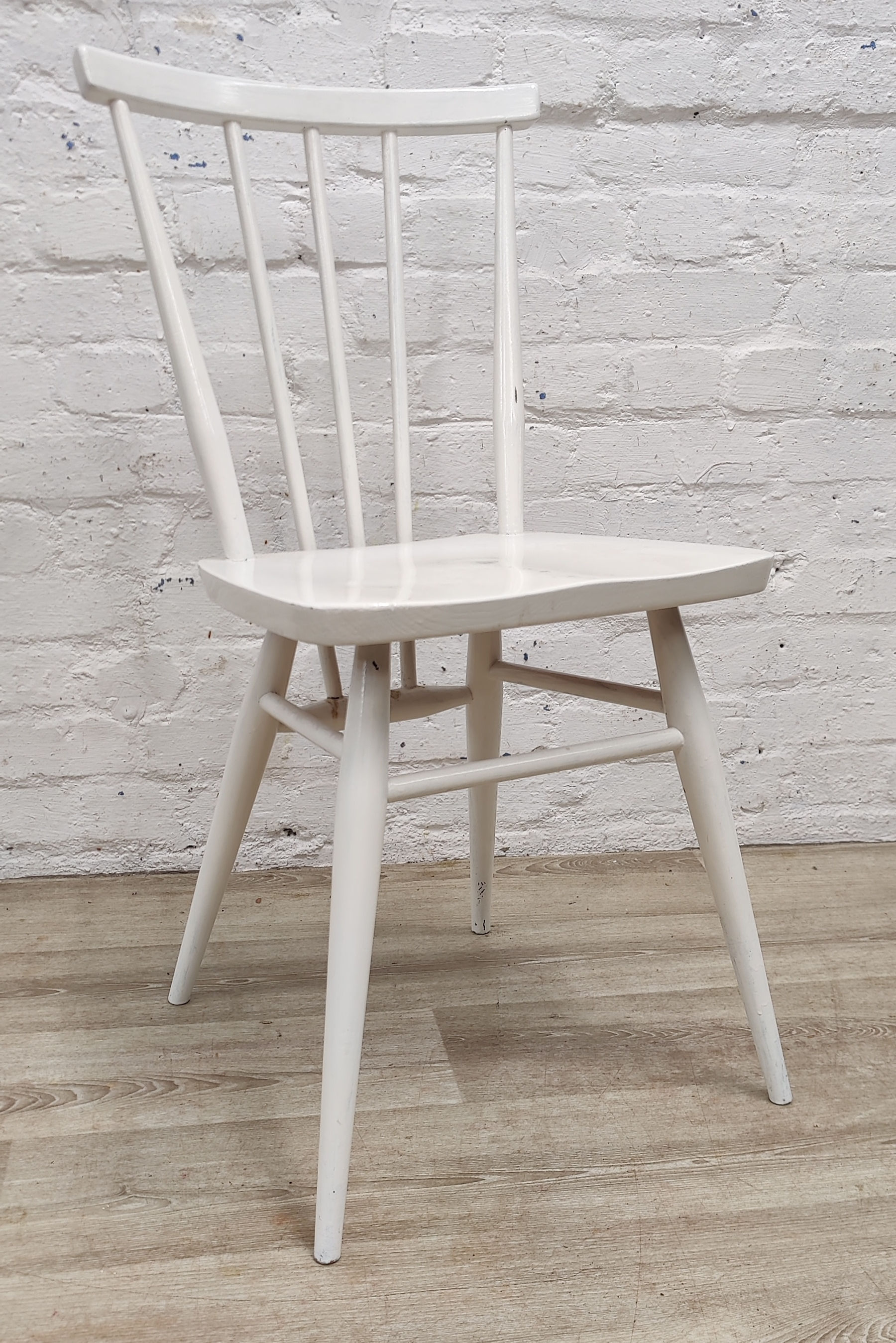Ercol 391 elm and beech white painted dining chair