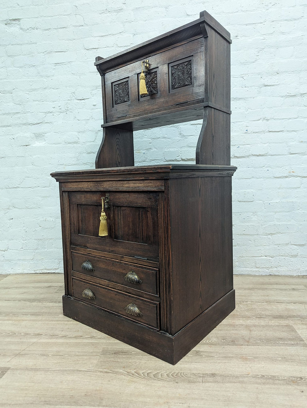 Thumbnail: Victorian Oak hall seat side Cabinet 