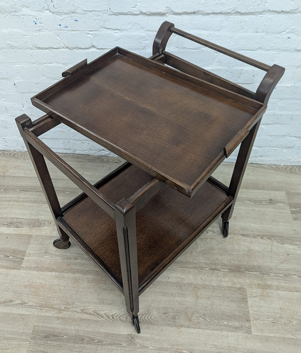 Thumbnail: Early 20th century oak tea trolley or bar cart 