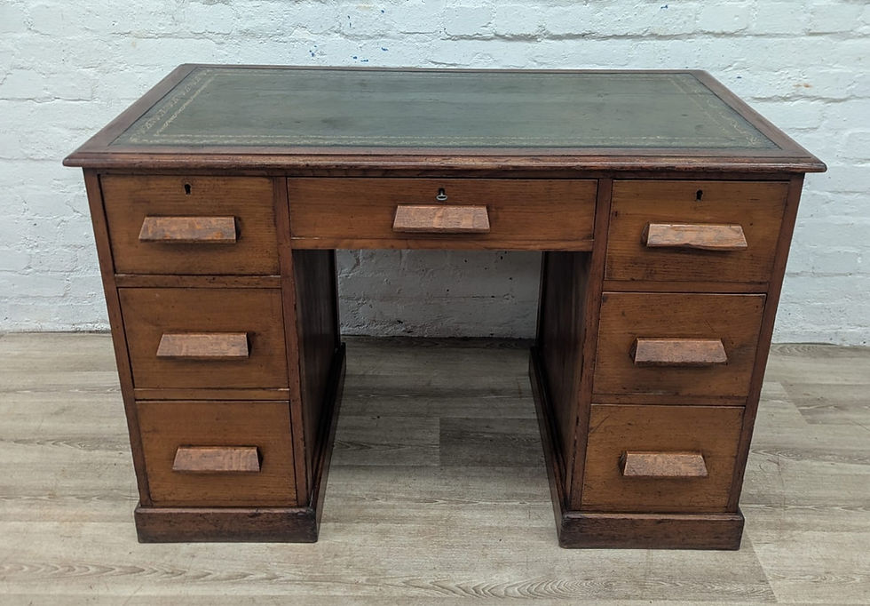 Thumbnail: Early 20th Century oak leather bound desk 